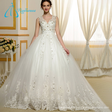 Crystal Sequined Beading Pearls Design Fashion Contemporary Wedding Dresses